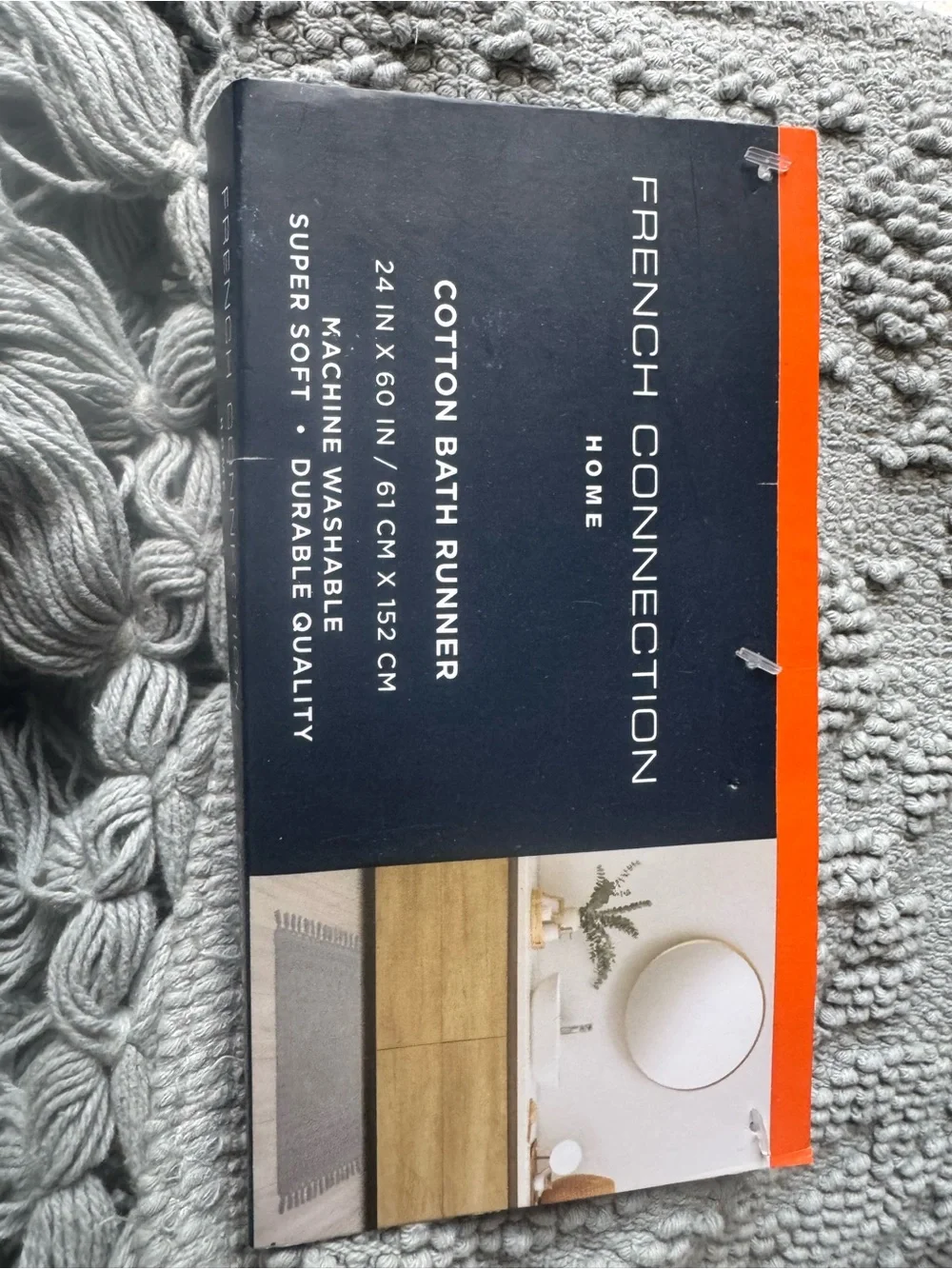 NEW French Connection Nellore Bathroom Rugs, Woven and Beaded 100% Cotton Mat